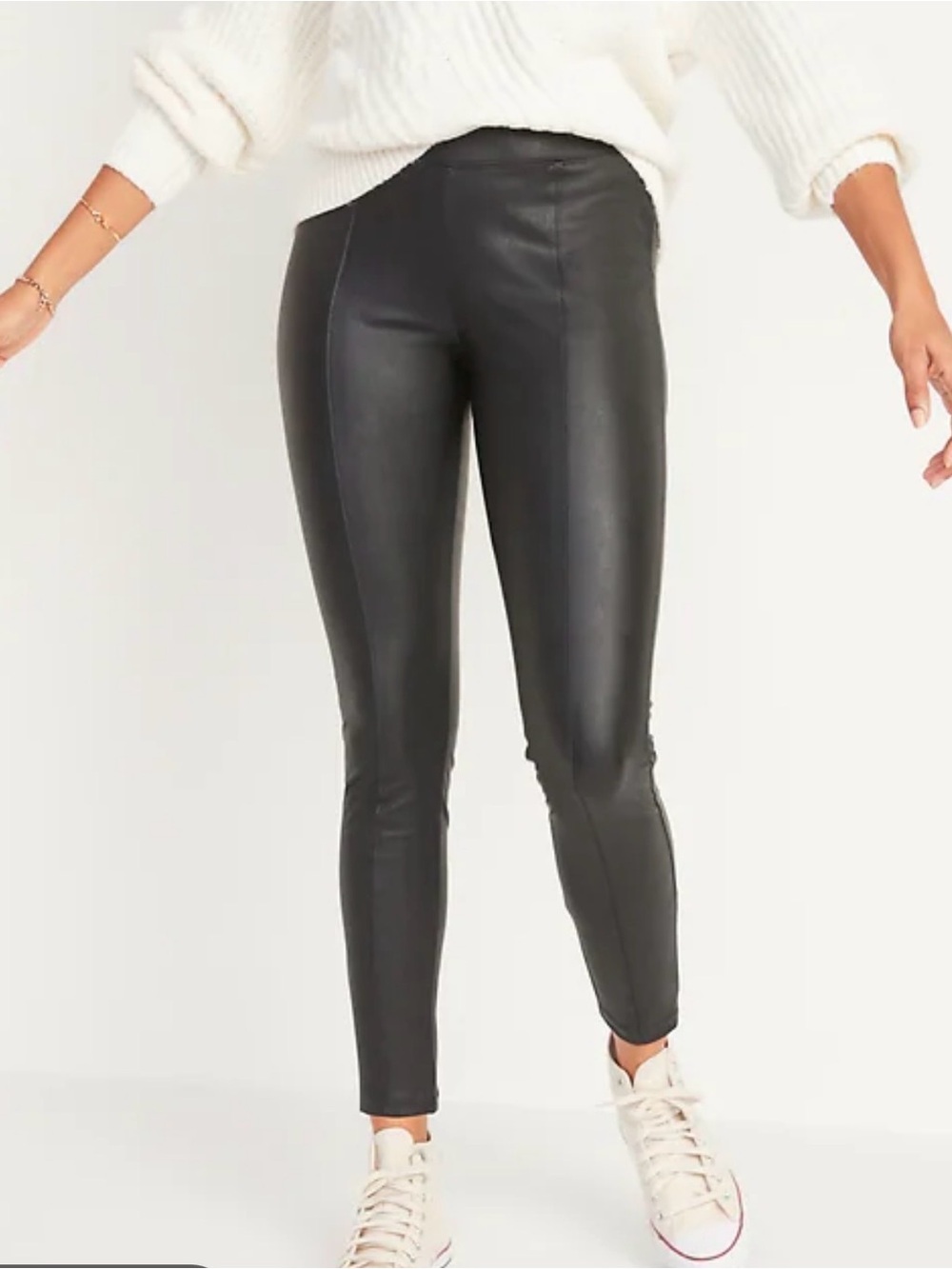 Old Navy Women’s Stevie Faux Leather Black High-Waist Leggings